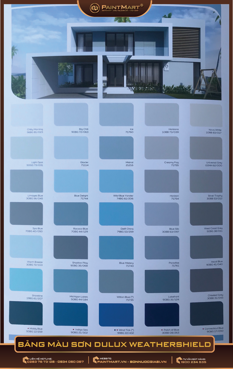 Bảng màu sơn Dulux Weathershield đem đến cho ngôi nhà của bạn một ngoại hình mới và bảo vệ tối đa cho các bề mặt. Thử ngay để cảm nhận sự khác biệt!